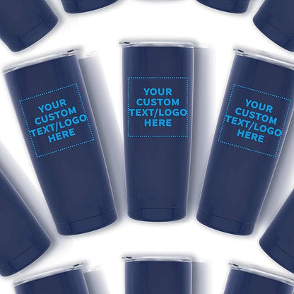 Custom Pipette Stainless Steel Coffee Tumblers 20 oz. Set of 6, Personalized Bulk Pack - Double Wall, Perfect for Coffee, Hot Cocoa, Other Hot & Cold Beverages - Blue