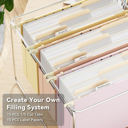 Ansook Letter Size Hanging File Folders Extra Capacity, Heavy Duty 3" File Folders Hanging with Tabs,6 Pack Expanding Filing Cabinet Folders,File Frame Hanging File Organizer,Plastic File Box folders