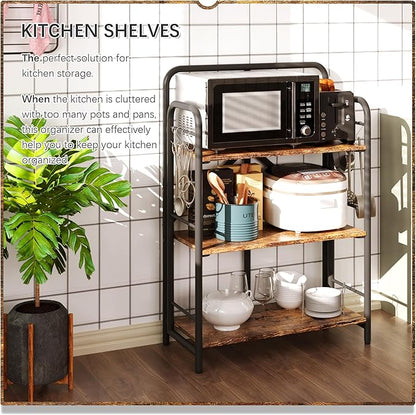 4NM No Assembly Folding Bookshelf, 3 Tiers Collapsible Book Shelves Open Industrial Foldable Storage Bookcase Shelf for Bedroom, Living Room, Home Office - Rustic Brown and Black