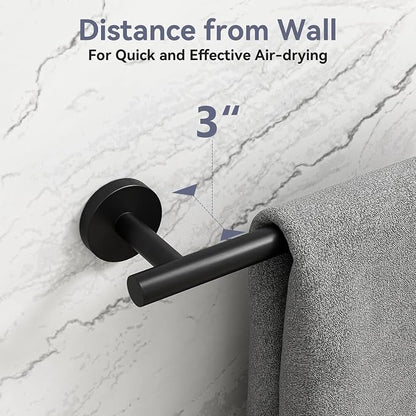 Matte Black Towel Bar 18 Inch, Thicken Bathroom Towel Rack, Towel Holder Wall Mounted, SUS304 Stainless Steel Towel Rod, Modern Home Decor