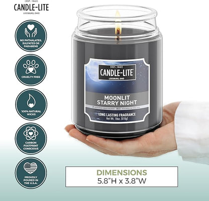 Candle-lite Scented Candles, Moonlight Starry Night, 18 oz Jar, Proudly Poured in The USA, Aromatherapy Candle, Single-Wick with 110 Hours of Burn Time, Perfect for Creating a Refreshing Ambiance