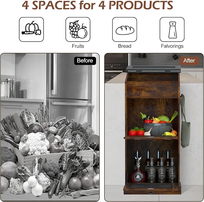 Wooden Potato and Onion Storage Bin w/Lid, Large Capacity and Ventilated Design, Ideal for Pantry, Kitchen Brown
