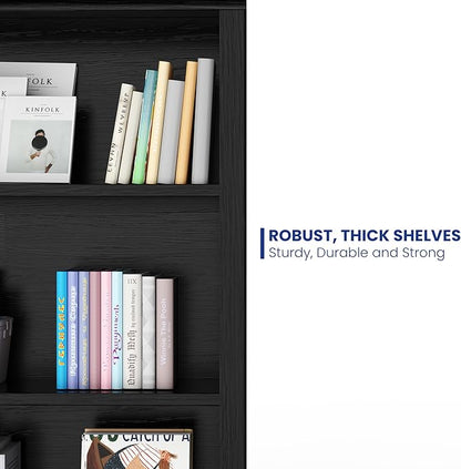 3-Shelf Bookcase, 47" Tall Floor Standing Bookshelf with Adjustable Shelves, Storage & Display Shelf for Living Room, Bedroom, Home Office – Black, 31.5" Wide