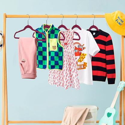 Quality Children's Plastic 30 Pack Non Velvet Non-Flocked Thin Compact Hangers Swivel Hook for Shirts Blouse Coats (Raspberry, 30)