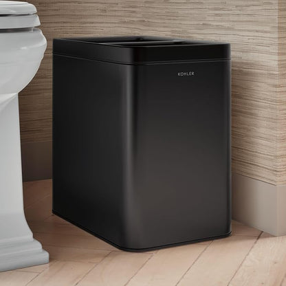 Kohler K-31315-BST 22-Liter Dual-Bin Open-Top Trash Can, Black Stainless Steel