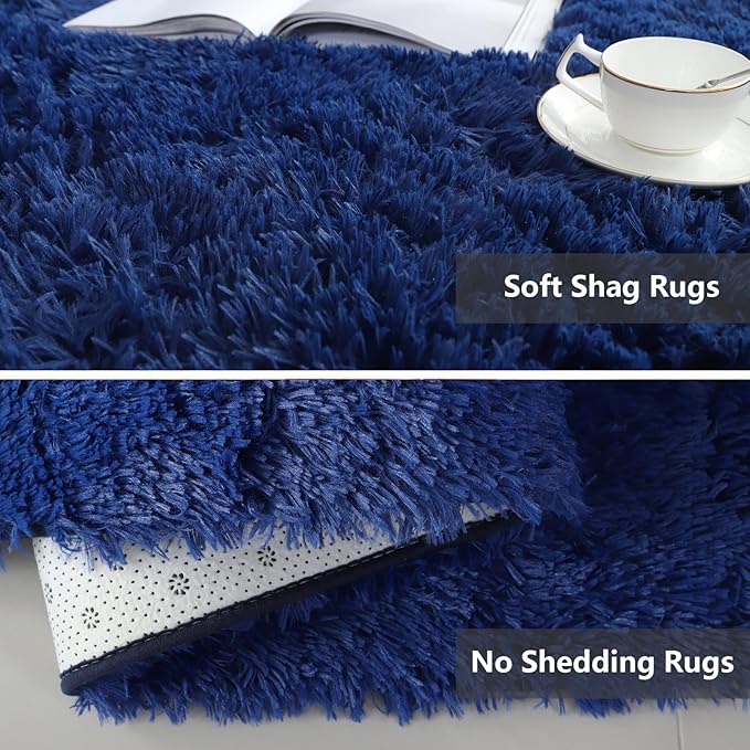 Shag Area Rugs for Living Room Bedroom,Large Ultra Soft Fluffy Area Rugs for Dorm,Indoor Carpet Plush Rugs for Living Room Home Decor (Blue, 10X14 Feet)