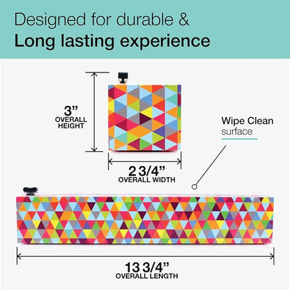 Chicwrap Triangles Refillable Plastic Wrap Dispenser - Includes One 12" x 250' Roll of Professional Grade Plastic Wrap - BPA Free and Kosher Certified - Reusable Dispenser w/Slide Cutter