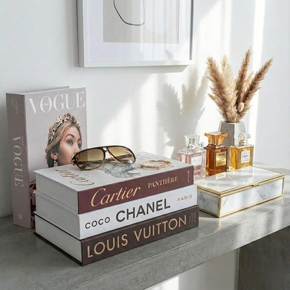 Luxe Large | 4 PCS Faux Decorative Books for Home Decor | Not Real Books (Cardboard Boxes) | Coffee Table, Bookshelf & Shelf Styling Display Props for Living Room, Office
