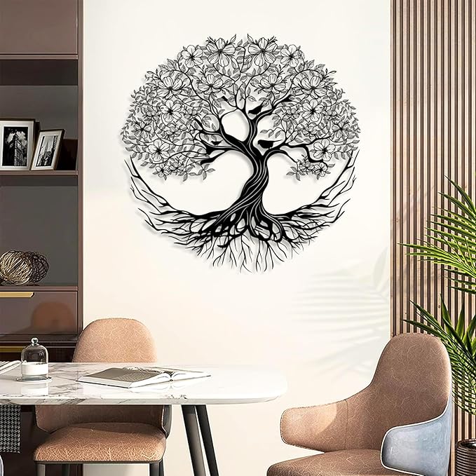 Yemwot Metal Tree of Life Wall Decor, Circle of Life Metal Tree Wall Art, Branch Art, Spiritual Decor, Modern Sculpture Decoration, Living Room Bedroom Decoration (Gold-Tree 5, 35"x 35"| 90x90cm)