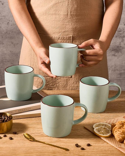 famiware Mercury Coffee Mugs 13 oz, Coffee Mugs Set of 6 with Handle, Cups for Latte, Hot Tea, Cappuccino, Mocha, Cocoa, Light Green