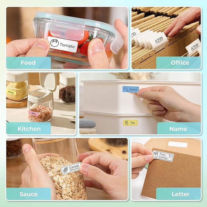 Nelko Label Maker Machine with Tape, P21 Bluetooth Label Printer, Wireless Mini Label Makers with Multiple Templates for Organizing Office Home, Cyan