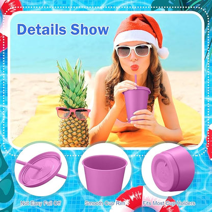 Sieral 15 Pack Cups with Straws and Lids Kids Tumbler with Straw Reusable Water Bottle Iced Coffee Travel Mug Adults Plastic Cups for Parties 16 oz (Macarons Colors)