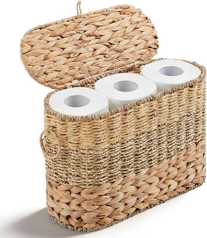 Toilet Paper Storage, Toilet Paper Baskets with Lid Container for up to 9 Rolls, for Bathroom Accessories Basket Home Organizer
