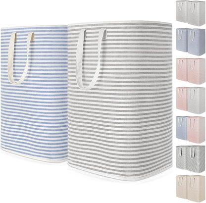 Lifewit 2 Pack Laundry Hamper Large Collapsible Laundry Baskets, Freestanding Waterproof Clothes Hamper with Easy Carry Handles in Laundry Room Bedroom Bathroom College Dorm, Grey&Blue, 2 x 80L