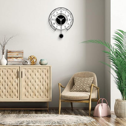 Large Wall Clock for Living Room Decor Modern Silent Pendulum Wall Clock for Home House Kitchen Bedroom Decorative Big Wall Clock Non Ticking Battery Operated Quartz for Indoor Bathroom 14 Inch