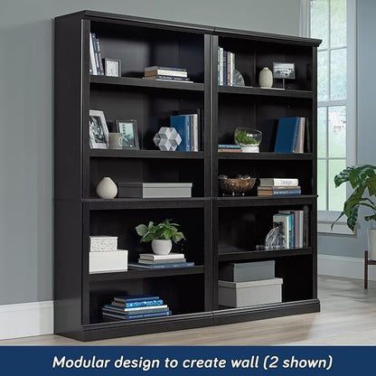 Sauder 5 Tier Book Shelf Wooden Bookcase Multipurpose Bookshelf for Home Office, Living Room, in Estate Black finish