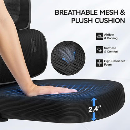 Ergonomic Office Chair, Breathable Mesh Ergonomic Desk Chair with Adjustable Lumbar Support, Flip-up Armrests, Computer Chairs Comfortable for Home, Office, Work, 300lbs, Black (6Pack)