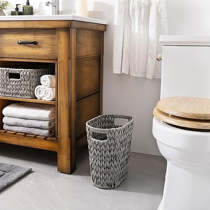 GRANNY SAYS Wicker Waste Basket - Waterproof, Space-Saving, 19L/5Gallon, Bathroom & Bedroom Trash Can