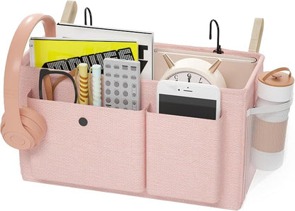 Edudif Bedside Caddy Bedside Organizer with Fixed Straps & Water Bottle Holder, Bunk Bed Caddy ideal for Home, Dorm, Hospital, Crib, Versatile Bedside Storage Solution