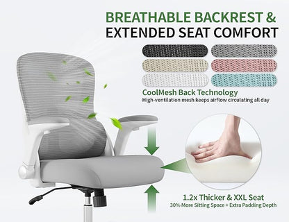 Ergonomic Office Chair: 400LBS Office Computer Desk Chair with High Back Mesh and Adjustable Lumbar Support Rolling Work Swivel Task Chairs with Wheel 3D Armrests, Ergo Gaming Chair (Grey)