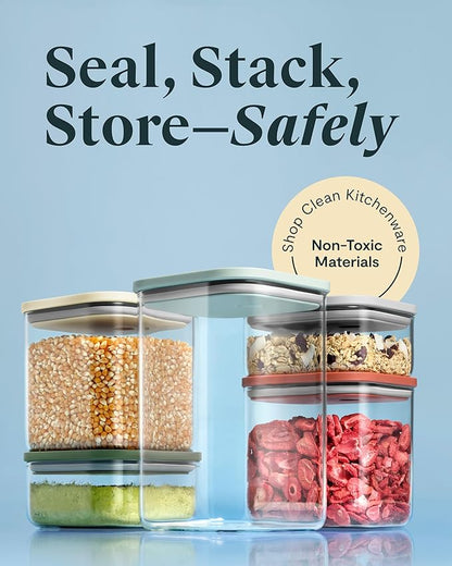 Caraway 13-Piece Glass Airtight Food Storage Containers with Lids – Non-Toxic, BPA-Free Kitchen Storage Containers – Stackable, Space-Saving Airtight Containers for Dry Goods and More - Perracotta
