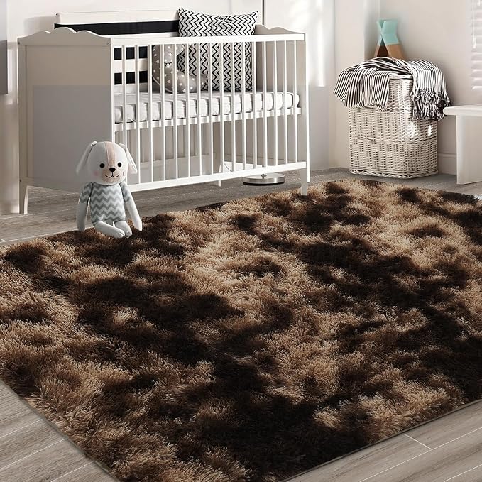 Shag Area Rugs for Bedroom Living Room,6X9Ultra Soft Fluffy Area Rugs for Dorm,Indoor Carpet Plush Rugs for Living Room Home Decor, Mottling Brown