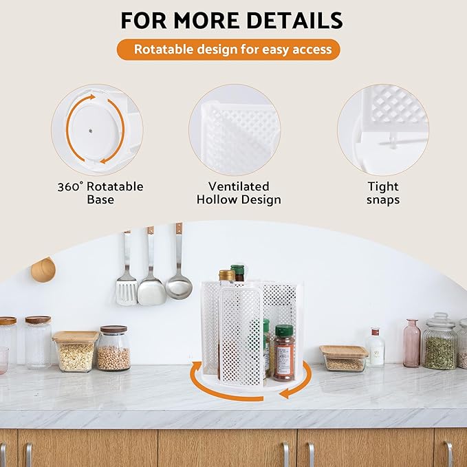 Rotating Paper Cup Dispenser with 4 Compartments, Disposable Coffee Cup Storage & Lid Holder for Countertops, Kitchen, Coffee Stations (White)