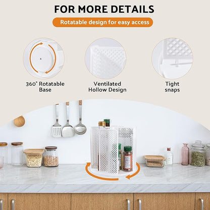 Rotating Paper Cup Dispenser with 4 Compartments, Disposable Coffee Cup Storage & Lid Holder for Countertops, Kitchen, Coffee Stations (White)