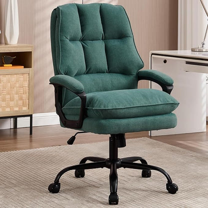 Comfy Office Chair Soft and Double Padded Computer Desk Chairs for Long Hours Executive Office Chair with Height Adjustment Work Chairs for Home Office Teal Blue