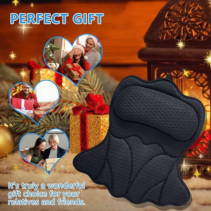 REEZEIVI Bath Pillows for Tub,Bath Pillow with 6 Non-Slip Suction Cups,Soft 4D Mesh Fabric,Bathtub Pillows for Tub Neck and Back Support,Extra Thick Luxury Bathtub Pillows,Black
