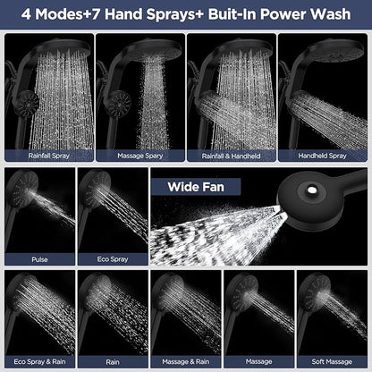 High Pressure Rain Showerhead Combo, 2026 Magnetic Shower Head Set with Detachable 8-Mode Handheld Shower Spray, Adjustable Angle Dual Showerhead System with Built-in Magnetic Docking and Power Jets