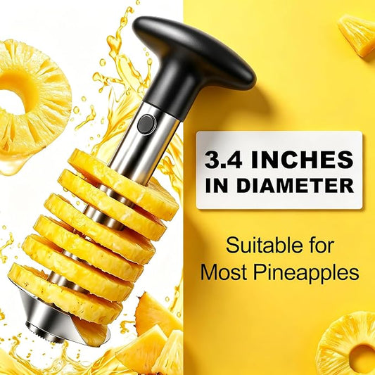 Pineapple Corer and Slicer Tool, Stainless Steel Pineapple Cutter and Corer Set, [Upgraded, Reinforced, Thicker Blade],Fruit Slicer Kitchen Gadget for Diced Pineapple Rings