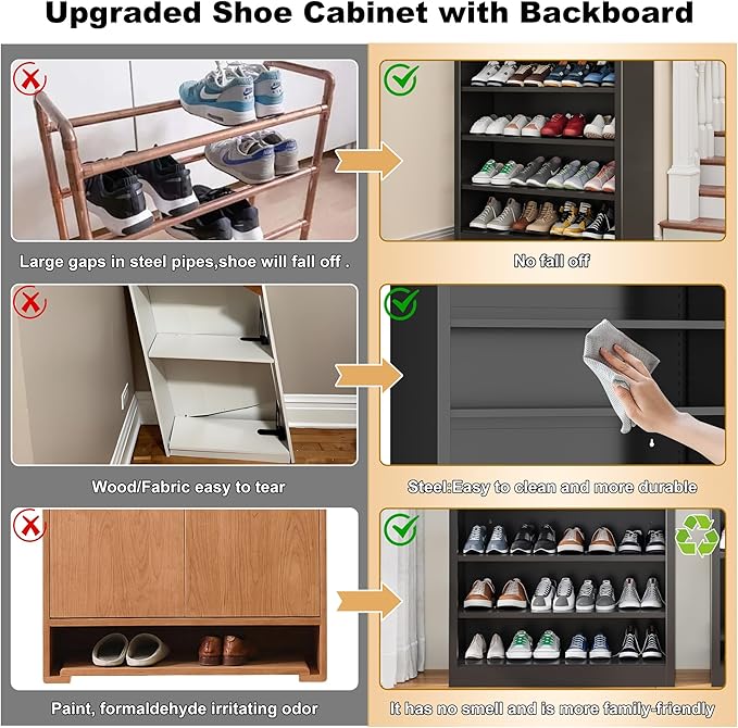 7-Tier Heavy Duty Steel Storage Rack - Adjustable Shelving Unit with Back Panel for Home, Office & Garage Use - 55" Tall Metal Organizer (Black, 7 Tier-55 H*27.6W)