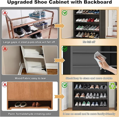 7-Tier Heavy Duty Steel Storage Rack - Adjustable Shelving Unit with Back Panel for Home, Office & Garage Use - 55" Tall Metal Organizer (Black, 7 Tier-55 H*27.6W)
