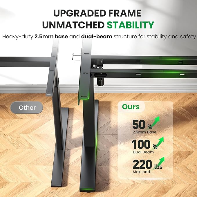 Electric Standing Desk Adjustable - 71x30 Inch Sit Stand Desk with 1 Inch Thick Tabletop, Double Beam Frame, 3 Memory Height Adjustment, Cable Management for Home Office
