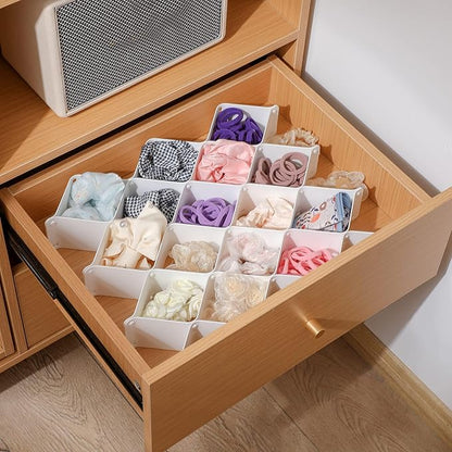 ROUFA Sock Drawer Organizer for Dresser, Honeycomb Underwear Dividers for Women, Panty Separator for Bras, Socks, Belt and Leggings (24pcs,White)