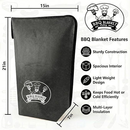 Valentines Day Gifts 21-Inch BBQ Blanket for Resting Meat - Insulated Brisket Bag for Smoker & Grill Accessories | 5-Layer Thermal Resting Bag for Super Bowl, Parties (Black-Dupont)