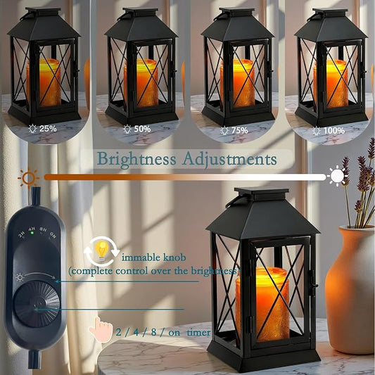 Candle Warmer Lamp with Timer Dimmable,Compatible with 3 Wick Candle/Large Candle,Vintage Lamp Candle Warmer Lantern Farmhouse Style,Fully Enclosed Designed and Hanging Up-Black