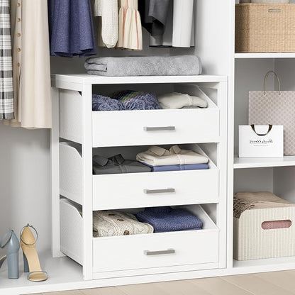 BOLUO Closet Drawers White Fabric 3 Drawer Small Dresser for Closet Organizers and Storage Bedroom Dorm Modern