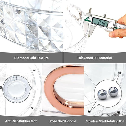 360 Rotating Makeup Organizer for Vanity, 1 Tier Diamond Pattern Perfume Stand, Large Capacity Skin Care Lotion Cosmetic Organizer, Bathroom Countertop Organizer, Makeup Holder, Clear