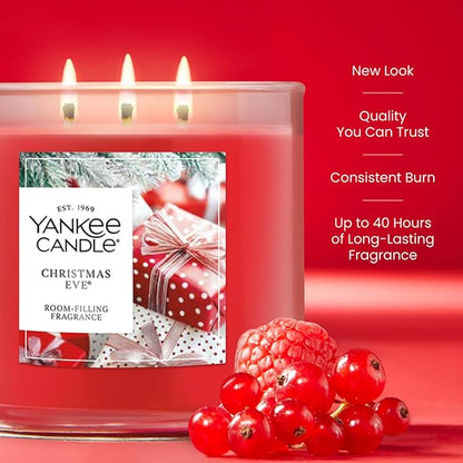 Yankee Candle Christmas Eve, Scented Candle, 14.5oz 3-Wick Candle Jar with up to 40 Hours Burn Time