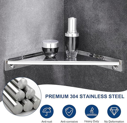 Corner Shower Foot Rest for Shaving Legs, Wall Mounted Shower Step & Shower Shelf 2 in 1, Stainless Steel Shower Foot Ledge, Heavy Duty Corner Shelf for Bathroom, Space Saving Design, Chrome