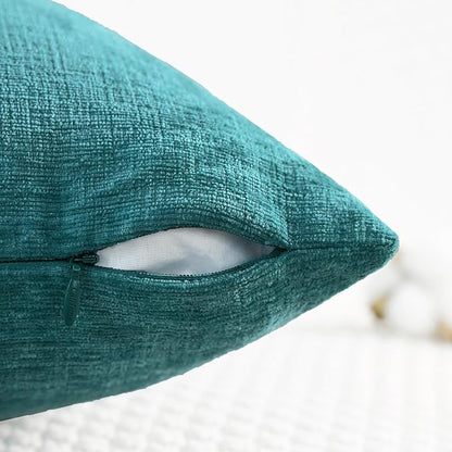 CaliTime Throw Pillow Covers Decorative 12 X 20 Inches Pack of 2 Cozy Chenille Cushion Cases for Couch Sofa Bed Living Room Home Teal