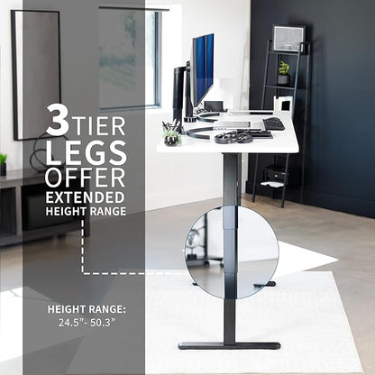 VIVO Electric 83 x 30 in Dual Motor Sit Stand Desk, Memory Height Adjustment, 2B Series, Black Top White Frame, DESK-KIT-2W8B