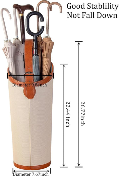 Artificial Leather Tall Umbrella Holer Rack Entryway Indoor for Business,Office,Decorative Umbrella Stand Bucket Entryway (Ivory Color)