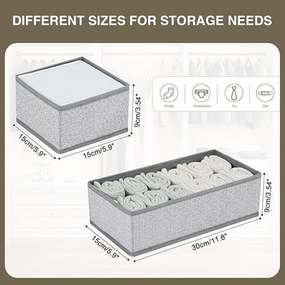 DIMJ Drawer Organizer Clothes Set of 8, Foldable Closet Drawer Bins, Underwear Drawer Organizer, Fabric Drawer Dividers for Baby Clothes, Socks, Belt, Tie (Blended)