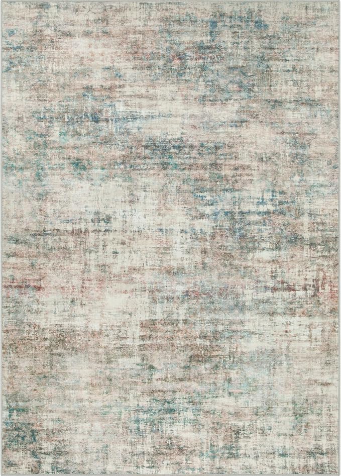 8x10 Area Rugs Washable Rug: Large Modern Abstract Living Room Rug Soft Anti-Skid Thin Carpet Indoor Floor Non-Shedding Carpets for Bedroom Dining Room Farmhouse Nursery Home Office Multi