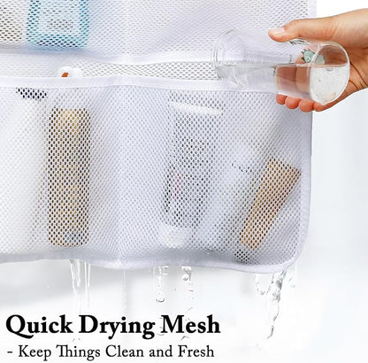 Fammart Mesh Shower Caddy Hanging, Quick-Drying Shower Organizer with 7 Pockets, Portable Bathroom Organizers and Storage for Shampoo, Soap, Loofah, Travel, and Cruise Essentials