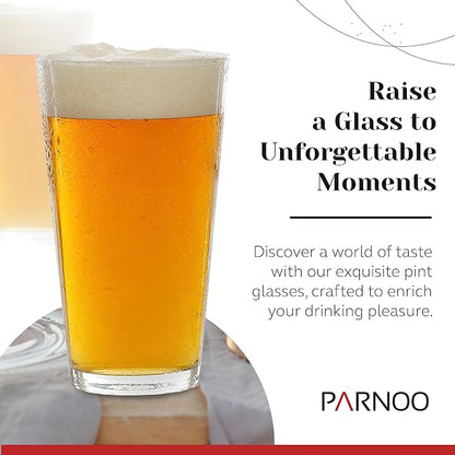 Bulk Classic Premium Beer Pint Glasses 16 Ounce – Set Of 12 Highball Cocktail Mixing Glass – Perfect for Cold Beverages, Soda, Water - Used in Bar, Restaurant