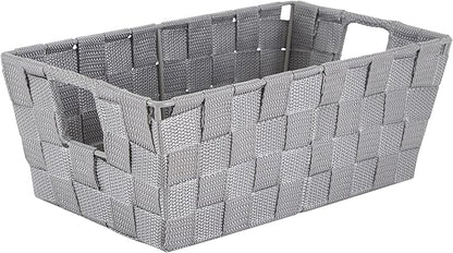 Simplify 2 Pack Small Woven Storage Shelf Basket | Organization | Bathroom | Accessories | Heather Grey